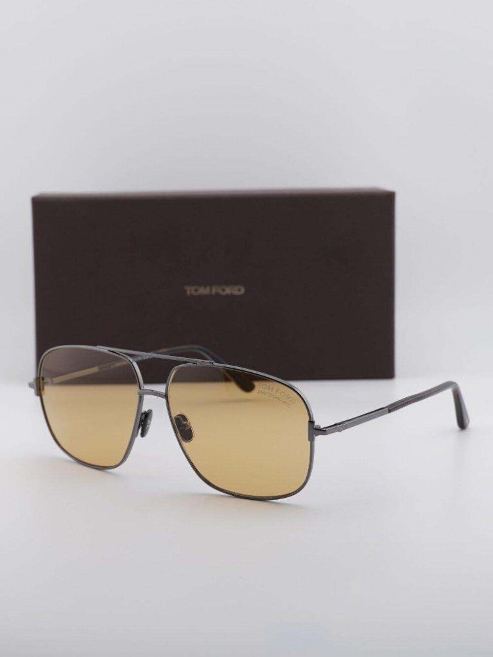 Tom Ford Tex FT1096 08E Aviator Sunglasses - Shiny Gunmetal / Brown